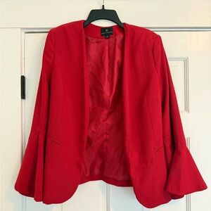 Worthington Vibrant Red Blazer with Flared Sleeves